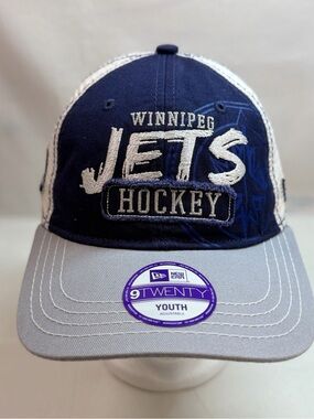 New Era Winnipeg Jets Patch Cap in Navy, White & Gray with Red Accent
